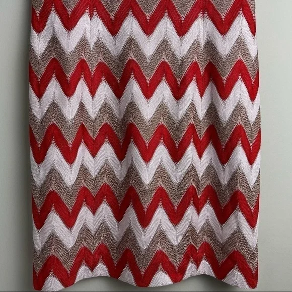 NEW Missoni Chevron Knit Zigzag Sleeveless Mini Dress in White/Red Size 46 - Picture 6 of 16